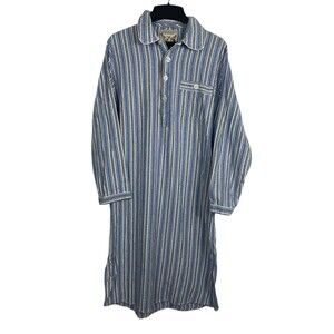 Peter Christian Men’s Organic Cotton Nightshirt Blue Striped Pajama Sleepwear